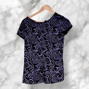 Elegant Black and Purple Swirl Top